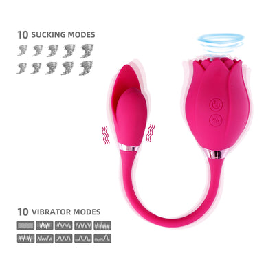 Rose Flower Clitoral Sucking 2 in 1 Vibrator