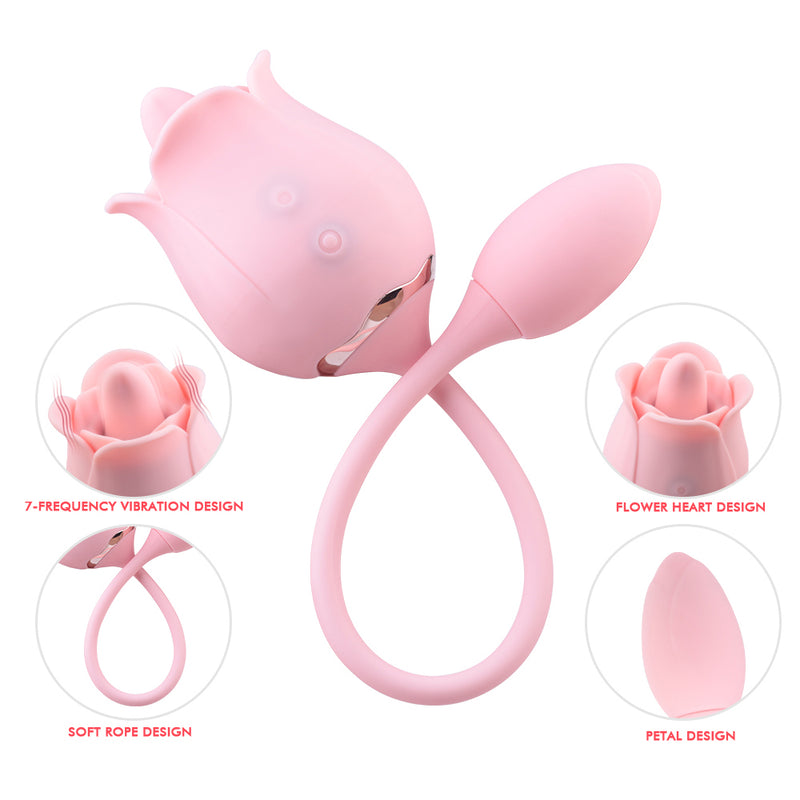 Rose Style Licking Vibrator with Tongue