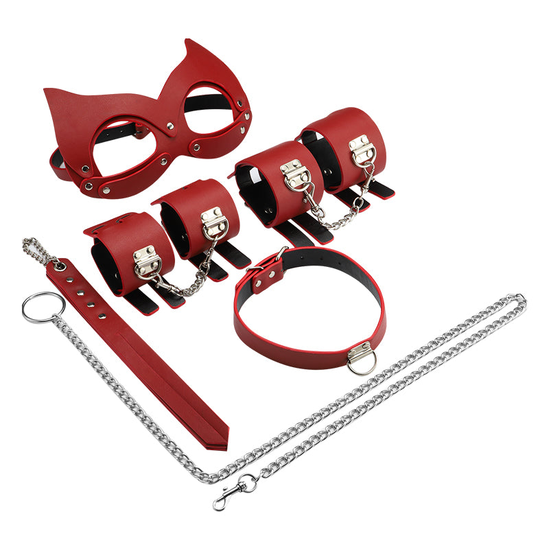 5 pcs BDSM Bondage Kit Restraint PU Leather