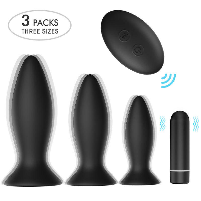 3 Pcs Remote Control Anal Plug Vibrator