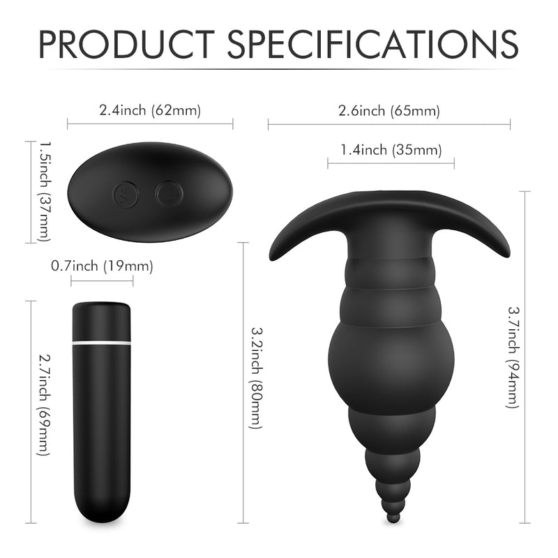 Soft Silicone Remote Control Anal Butt Plug Massager Unisex Sex Toy