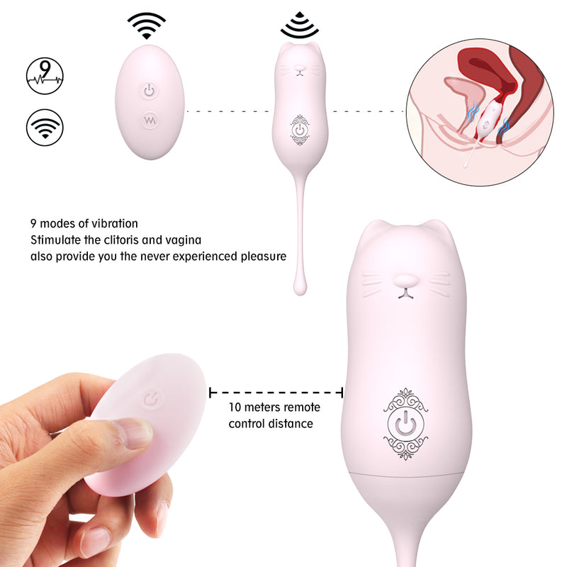 Cute Cat Style Silicone Kegel Ball - Wireless Control