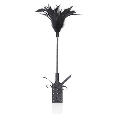 Black Lace Feather Tickle Whip Bondage BDSM