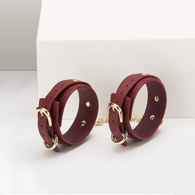 Purplish Blue & Wine Red - Leather Handcuffs