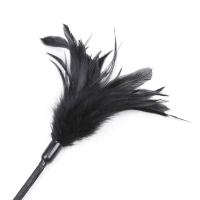 Black Lace Feather Tickle Whip Bondage BDSM