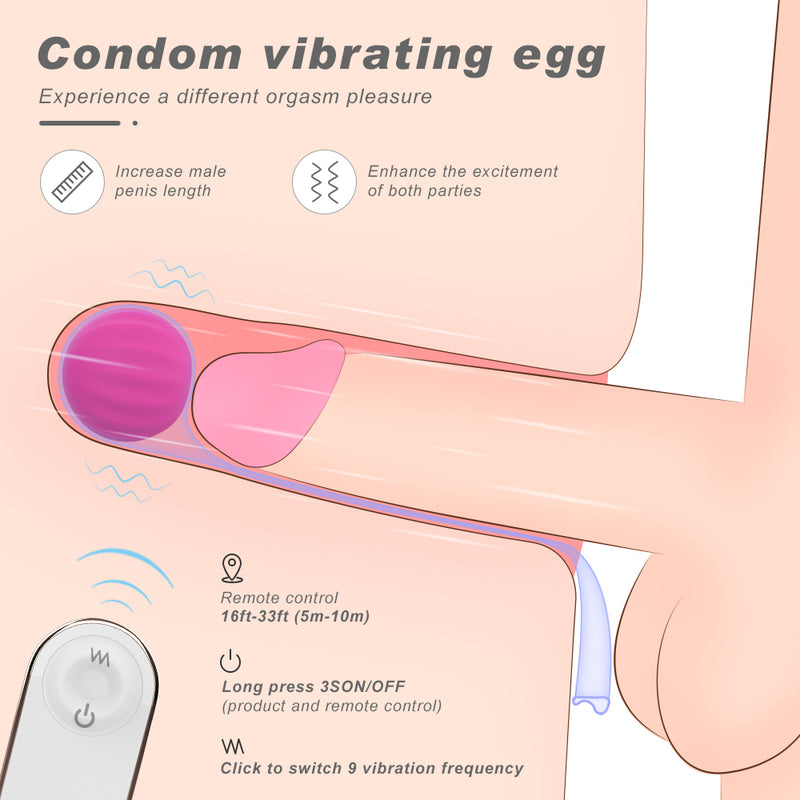 Penis Extender Vibrating Egg For Condoms- Remote Control