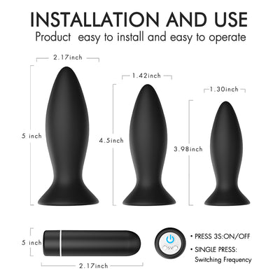 3 Pcs Remote Control Anal Plug Vibrator