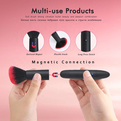 Portable Mini Bullet Vibrator With Makeup Brush